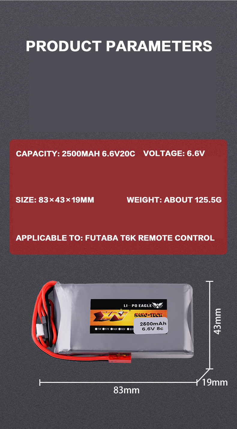 2S 6.6V 8C 2500mAh Lipo Batter - Drone Transmitter recensie en prijs